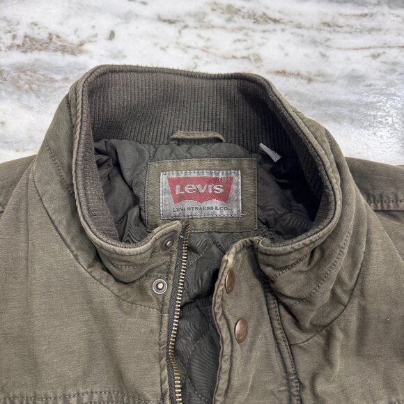 NWT Levi's Canvas Winter Quilted Lined Jacket Green Military Style Men's XXL - Picture 3 of 11